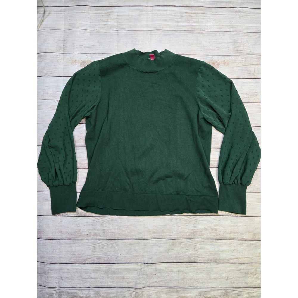 Vince Camuto Sweater Women's sz XL Sheer Swiss Clip Dot Balloon‎ Sleeve Pullover